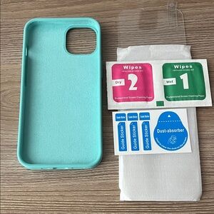 Mint Green Protective iPhone 13 Case with Screen Protector Kit